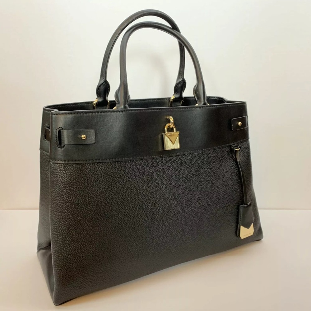 MICHAEL KORS GRAMERCY Black Large Leather Satchel